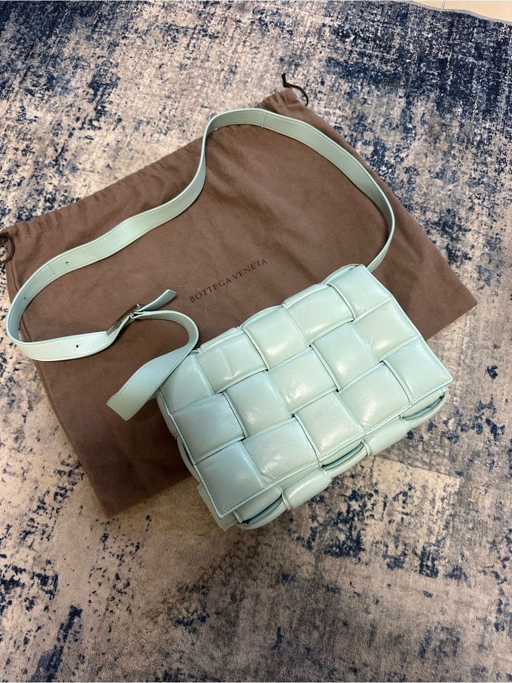 Bottega Veneta Mint Green Padded Intrecciato Crossbody Bag